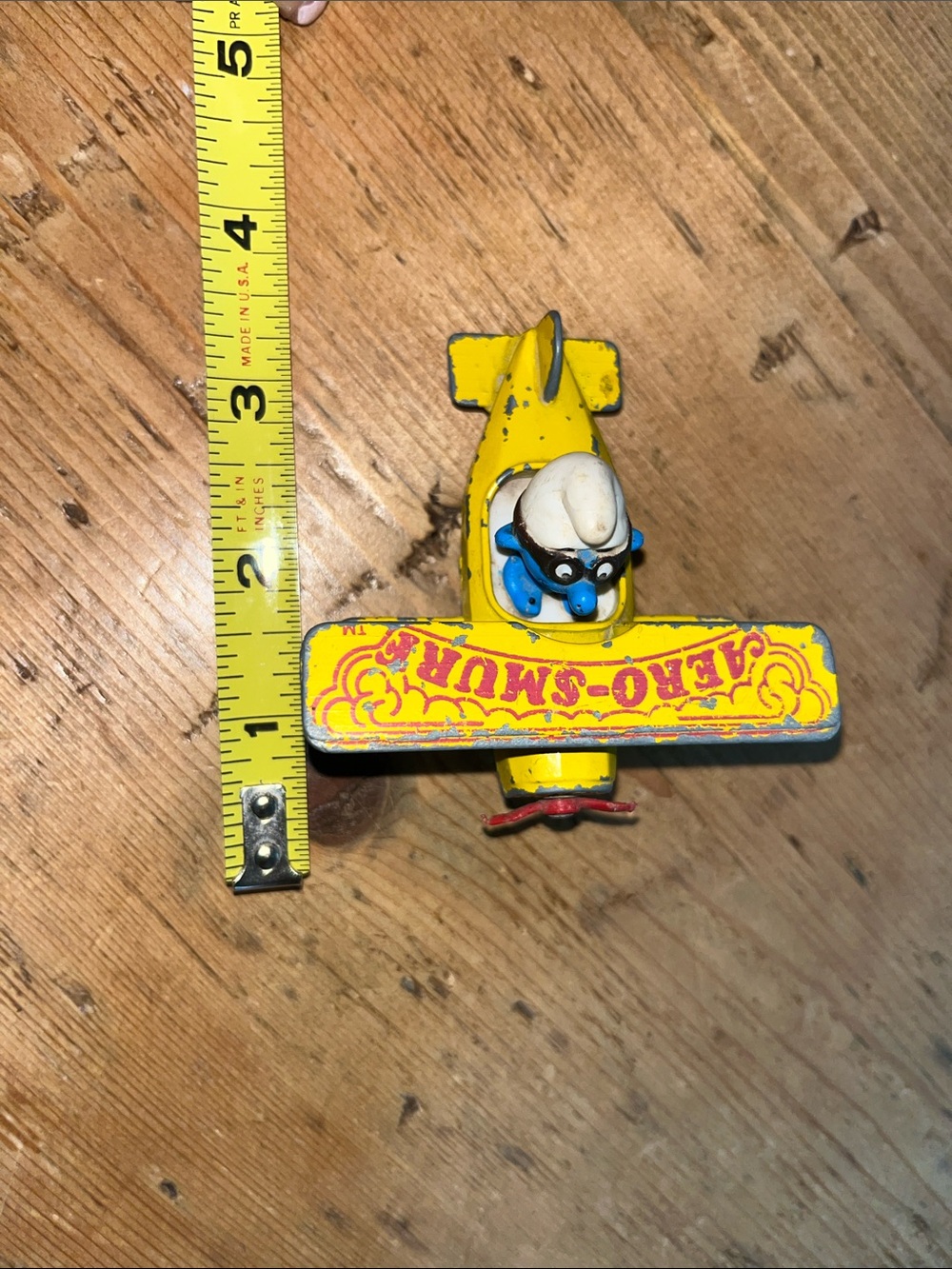 1982 Smurf #2 aero Smurf metal figurine. Made in USA